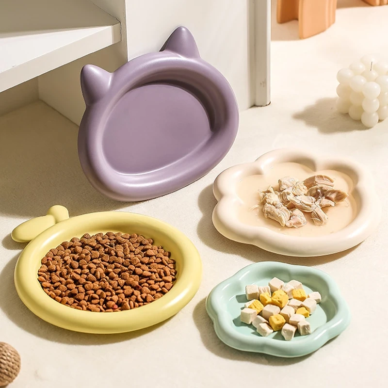 Factory Custom Wholesale Popular Cute Ceramic Pet Puppy Plate Bowl Cat Dog Food Feeding Bowl Kitten Cat Food Ceramic Bowl Plate