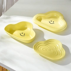 2025 INS Wholesale Ceramic Cat and Dog Water Bowl Wide-Mouth Anti-Tipping Food Plate Solid Pattern