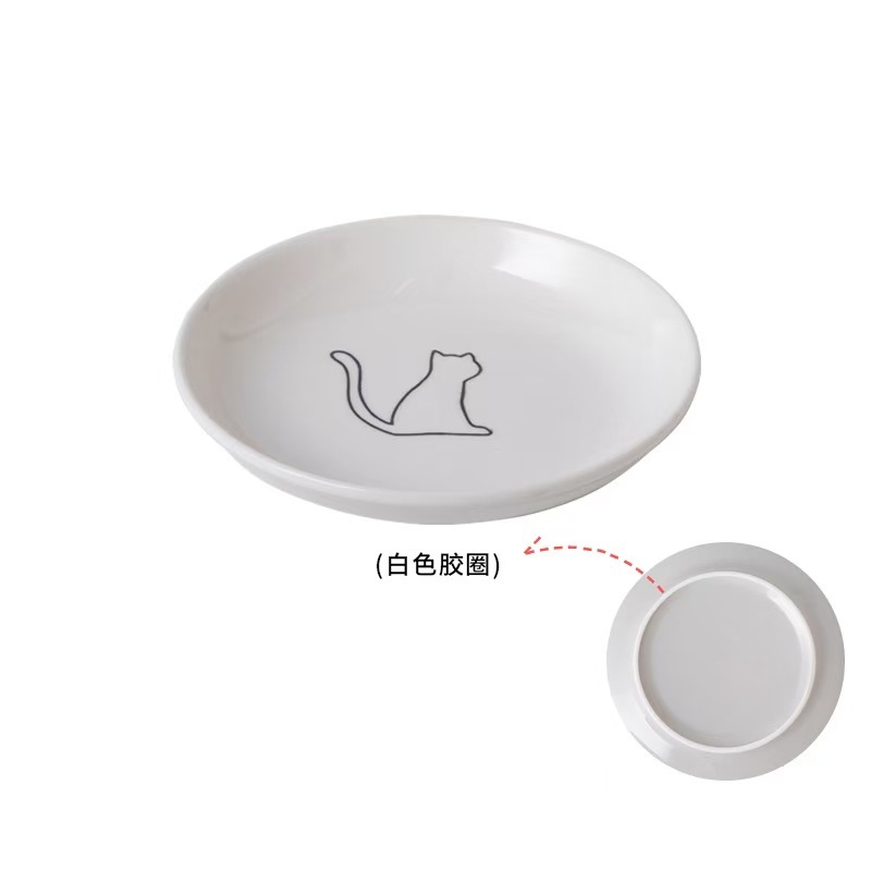 Ceramic Pet Kitten Food Bowl Canned Snacks Dinner Plate Small Anti-slip Cat Plate
