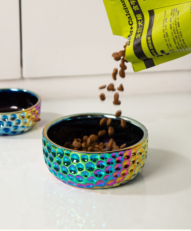 Colorful Electroplated Ceramic Pet Bowl