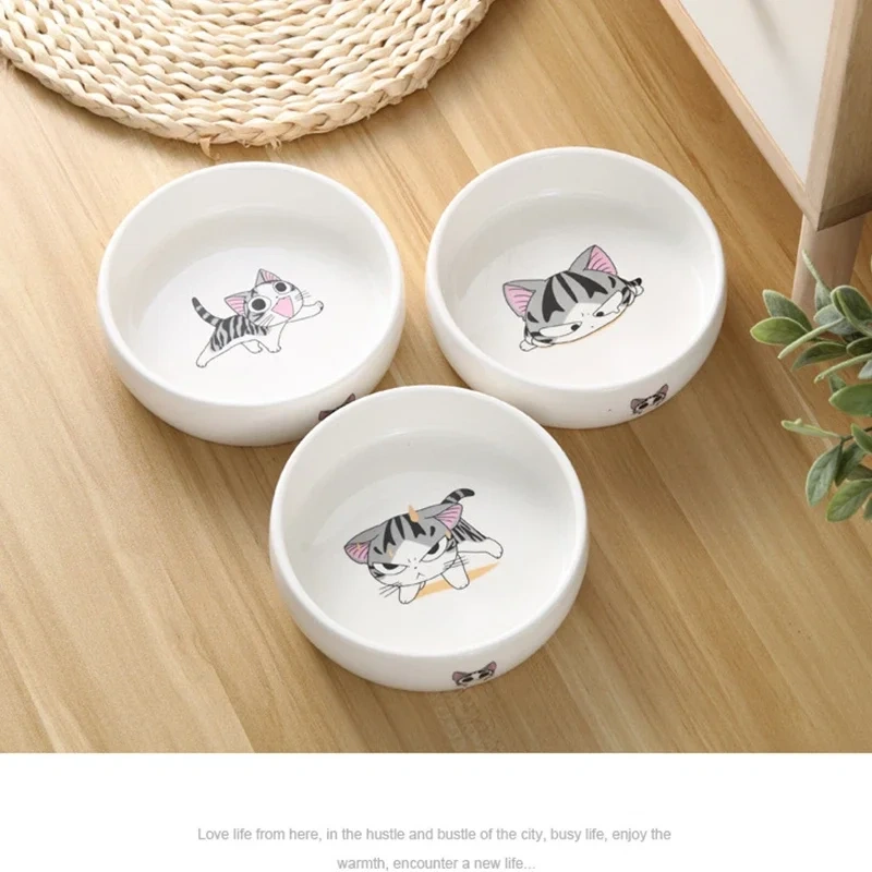 Pet Ceramic Bowl Cartoon Pattern Cat Face Bowl Cat Pot Small Dog Cat Water Bowl Pet Supplies