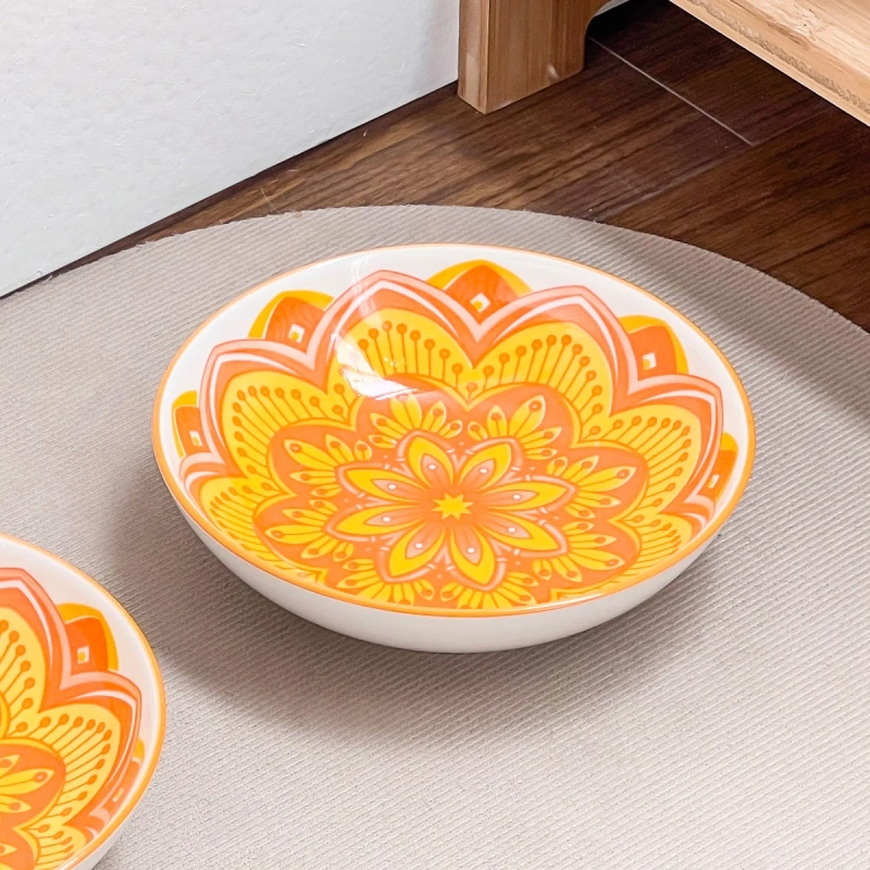 2025 Wholesale Bohemian Style Ceramic Pet Cat Bowl Wide Mouth Neck Cat Dog Water Bowl Ceramic Food Water Plate with Silicone