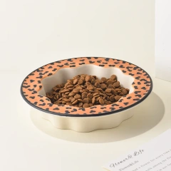 Wholesale Solid Lace Design Ceramic Pet Cat & Dog Food & Water Bowl Anti-Tipping Wide Mouth Neck Waterproof