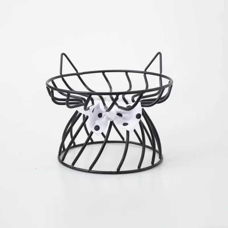 Cat Bowl Ceramic High-Foot Neck Guard Food Bowl Shallow Mouth Large Caliber Pet Food Bowl