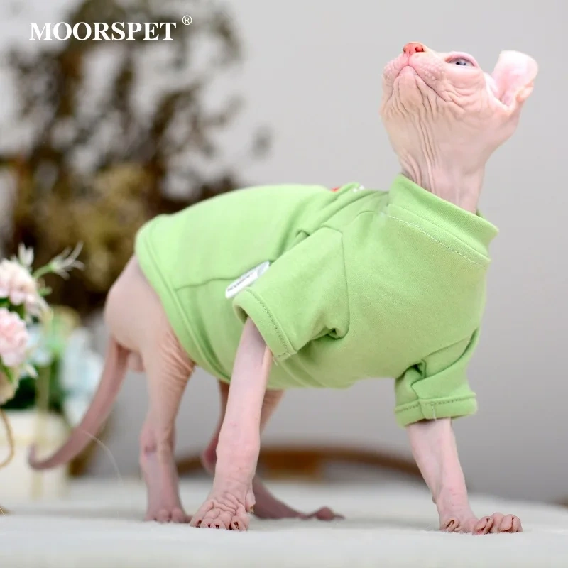 Hairless Cat Clothes Small Milk Cat Anti Shedding Pet T-shirt German Cat Cotton and Linen Autumn Hoodie