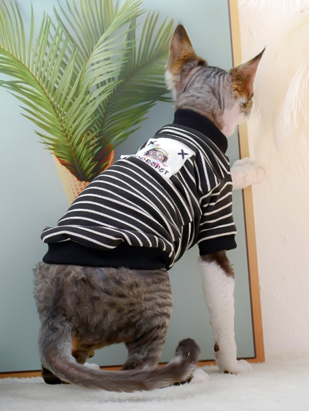 Fashion Striped Cat Clothes Cotton Eco-friendly Anti-Hair  Sweatershirt