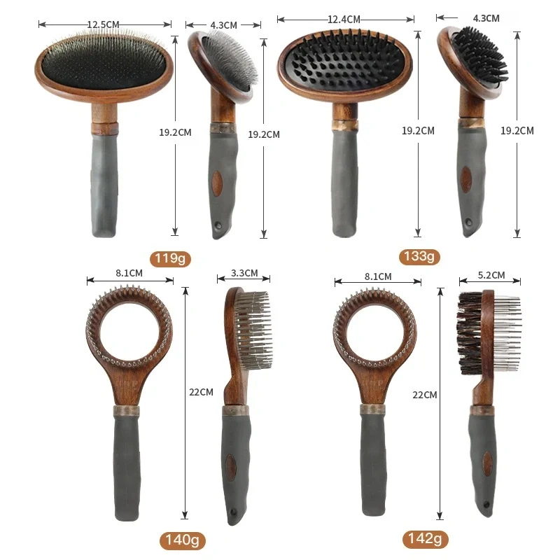Cross-Border Stainless Steel & Wooden Double-Sided Pet Comb for Cat Grooming and Dog Massage Pet Hair Care Supplies