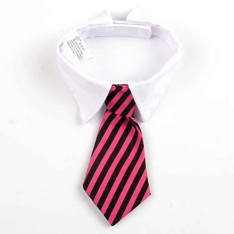 Pet Neck Tie Striped Blue White Adjustable Dog Collar Tie