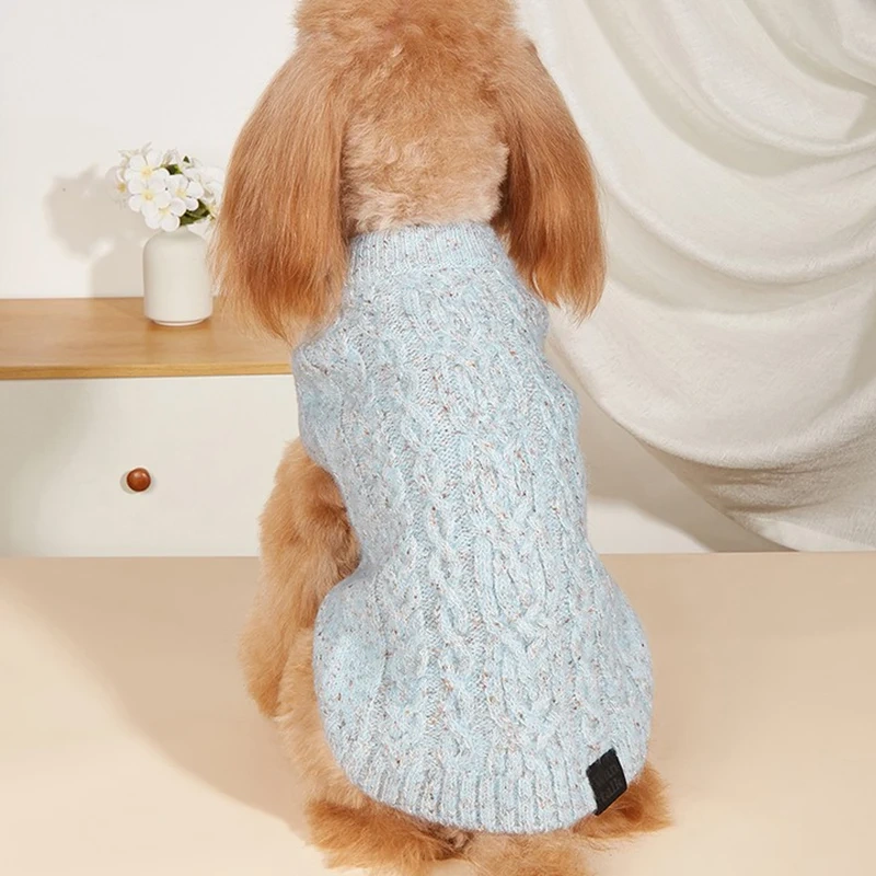 Soft Autumn Winter Dog's Sweater Jumper Luxury Knitted Puppy Sweaters Pullover Sweatshirt for Small Medium Dogs Knitwear Blue