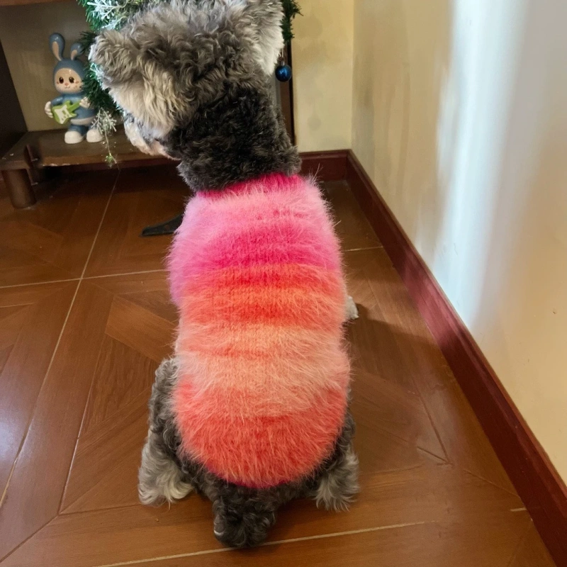 Autumn and Winter Warm Pet Sweater Plush Knitted Cardigan Cat Schnauzer Teddy Coat Dog Clothes for Small Dogs