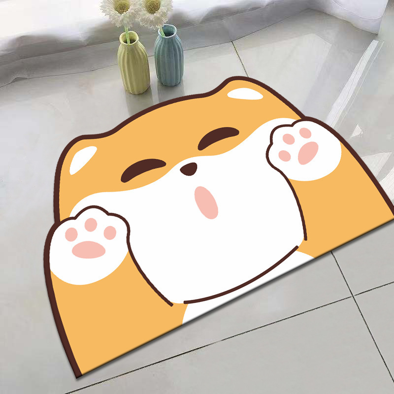 Custom Crystal Velvet Cartoon Cat Litter Mat Anti-Leakage Litter Cat Placemat