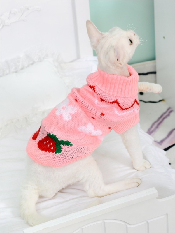 Winter Cat Sweater Thick Needle Warm Elastic Cartoon Print Pet Coats