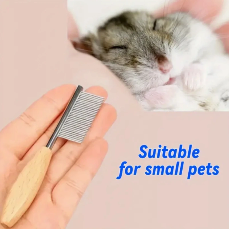 Stainless steel pet grooming comb for cats and dogs, metal mini tongue comb with fine teeth, for pet grooming and hair removal