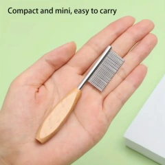 Stainless steel pet grooming comb for cats and dogs, metal mini tongue comb with fine teeth, for pet grooming and hair removal