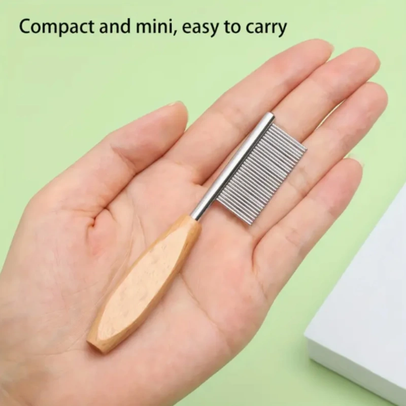 Stainless steel pet grooming comb for cats and dogs, metal mini tongue comb with fine teeth, for pet grooming and hair removal