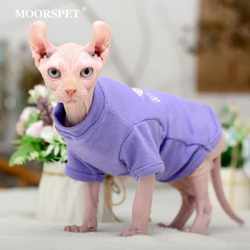 Hairless Cat Clothes Small Milk Cat Anti Shedding Pet T-shirt German Cat Cotton and Linen Autumn Hoodie