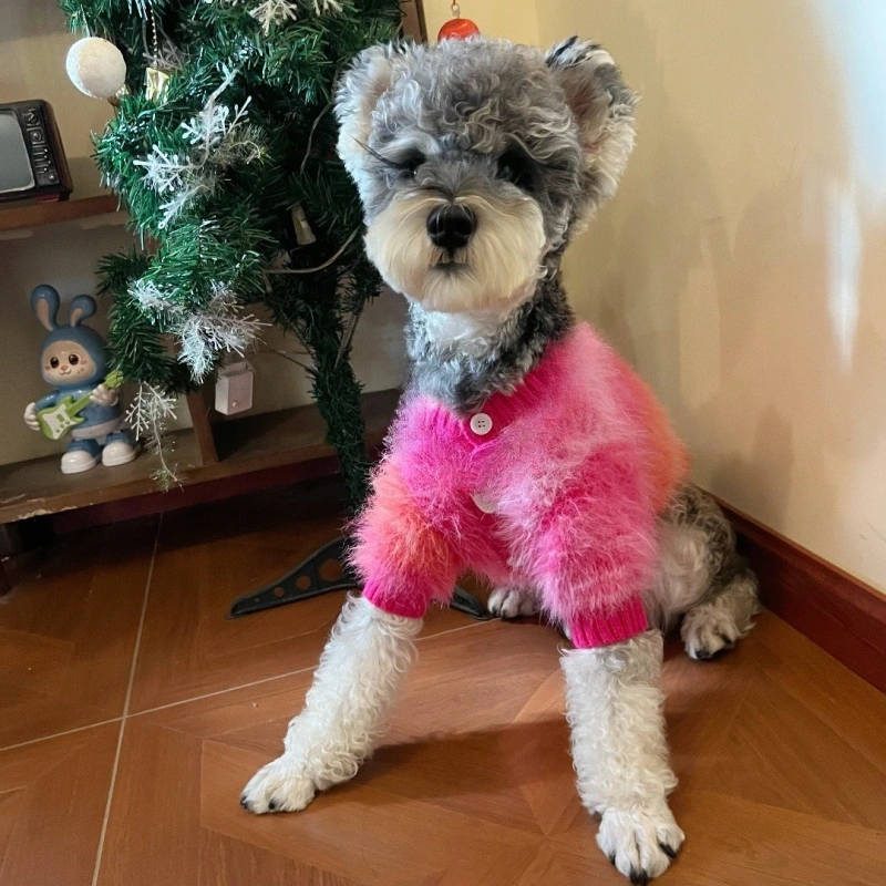 Autumn and Winter Warm Pet Sweater Plush Knitted Cardigan Cat Schnauzer Teddy Coat Dog Clothes for Small Dogs