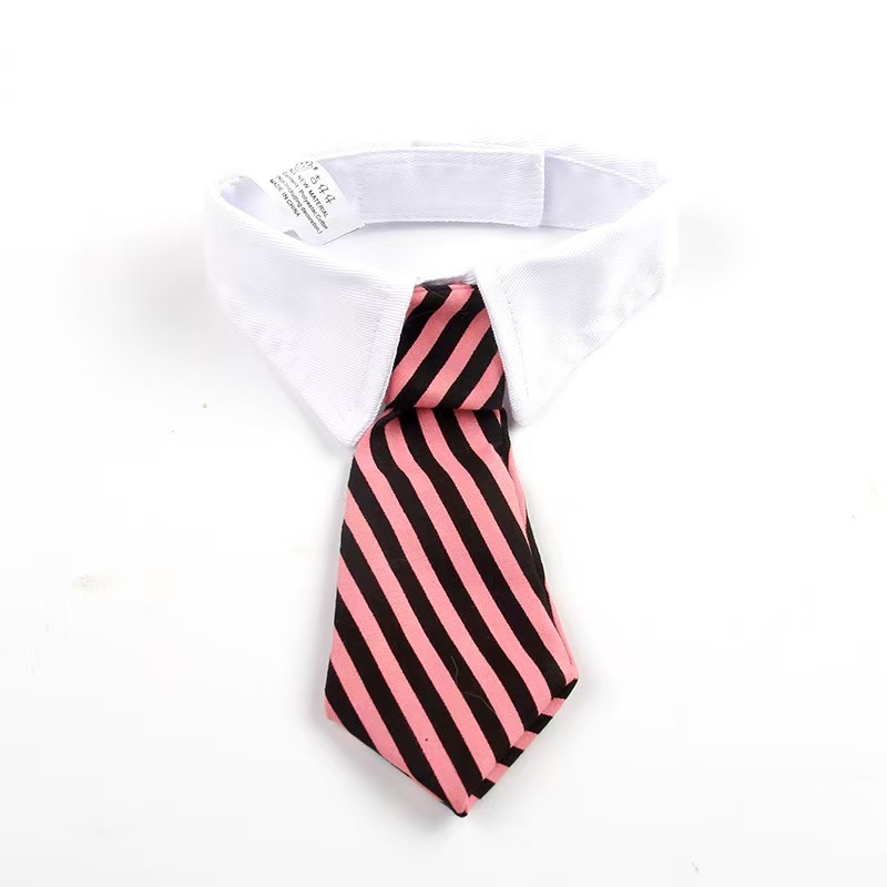 Pet Neck Tie Striped Blue White Adjustable Dog Collar Tie