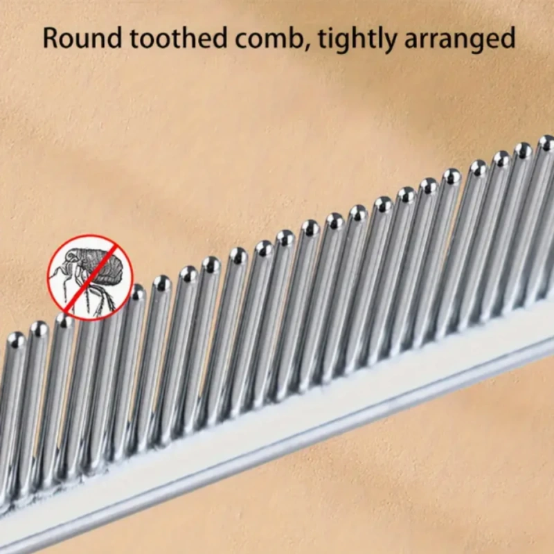 Stainless steel pet grooming comb for cats and dogs, metal mini tongue comb with fine teeth, for pet grooming and hair removal