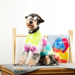 Designer Luxury Tie-Dye Dog Sweater Corespun 2-Leg Dog Jumpers Knit Sweater Gradient Pet Clothes for Winter