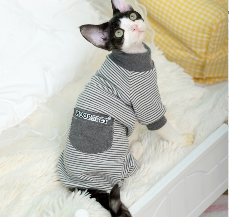 Fashion Striped Cat Clothes Cotton Eco-friendly Anti-Hair  Sweatershirt