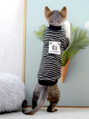 Fashion Striped Cat Clothes Cotton Eco-friendly Anti-Hair  Sweatershirt