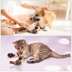 Interactive Cat Bird Toy Exercise Touch Activated All Breeds Cat Kicker Catnip Lifelike Chirp Tweet Kitten Flying Bird Cat Toy