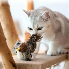 Interactive Cat Bird Toy Exercise Touch Activated All Breeds Cat Kicker Catnip Lifelike Chirp Tweet Kitten Flying Bird Cat Toy