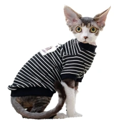 Fashion Striped Cat Clothes Cotton Eco-friendly Anti-Hair New Year's Cat Coat Sweatershirt