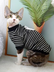 Fashion Striped Cat Clothes Cotton Eco-friendly Anti-Hair  Sweatershirt