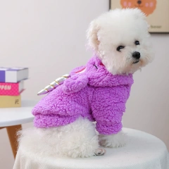 Fluffy Warm Small to Medium Dog Clothes Autumn Winter New Purple Pony Transformation Outfit Pet Cat Cosplay Costume