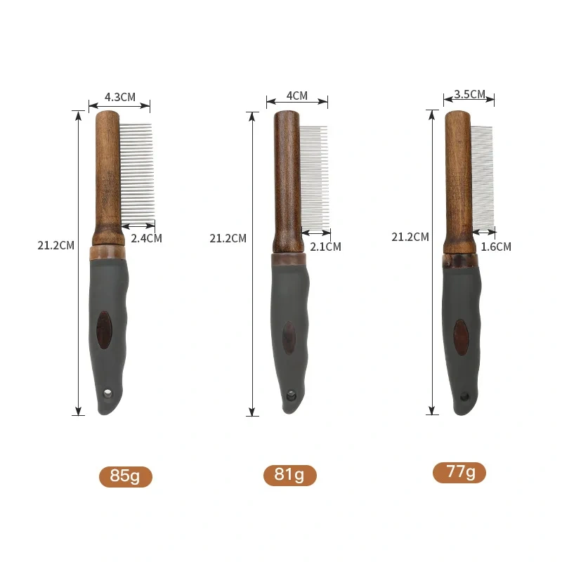 Cross-Border Stainless Steel & Wooden Double-Sided Pet Comb for Cat Grooming and Dog Massage Pet Hair Care Supplies