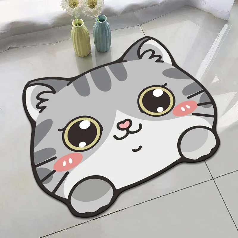 Wholesale Custom Crystal Velvet Cartoon Cat Litter Mat Anti-Leakage Litter Cat Placemat Pet Supplies