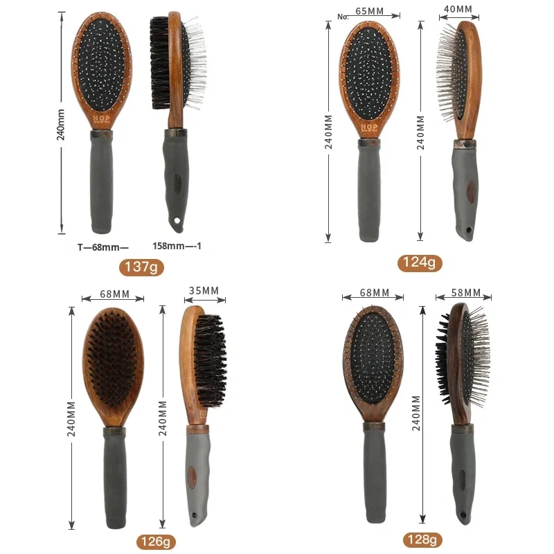 Cross-Border Stainless Steel & Wooden Double-Sided Pet Comb for Cat Grooming and Dog Massage Pet Hair Care Supplies