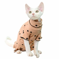 Moorspet Cute Four-Legged Devon Cat Winter Kitten Clothes Hairless Pet Sphynx Belly Protection Bottoming Shirt Dogs Cotton Dot