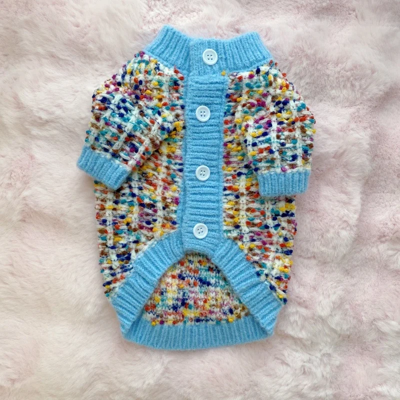 Autumn and winter new sweater butterfly yarn comfortable knitted pet clothes dog cat cardigan