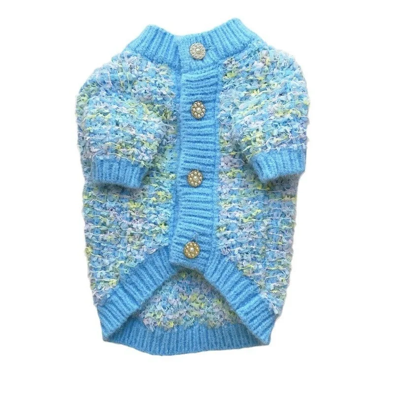 Autumn and winter new sweater butterfly yarn comfortable knitted pet clothes dog cat cardigan