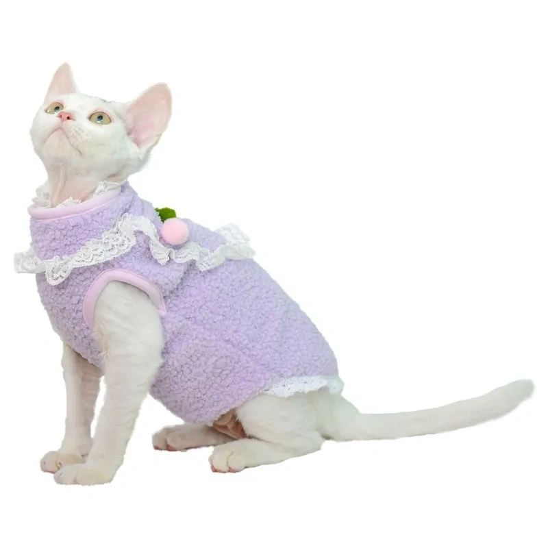 High Quality Cat Solid Christmas Winter Warm Eco-friendly Cute Velvet Vest Clothes for Cat Apparel