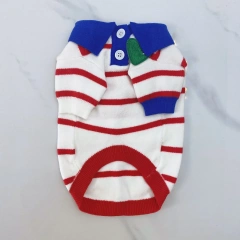 Autumn and Winter Knitted Pet Cardigan Sweater Dog Cat Striped POLO Shirt Pet Clothes Dog Cat Clothing