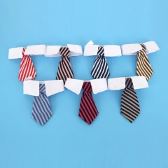 Pet Neck Tie Striped Blue White Adjustable Dog Collar Tie Puppy Accessories Size L for Wedding Party Comfortable Wearing