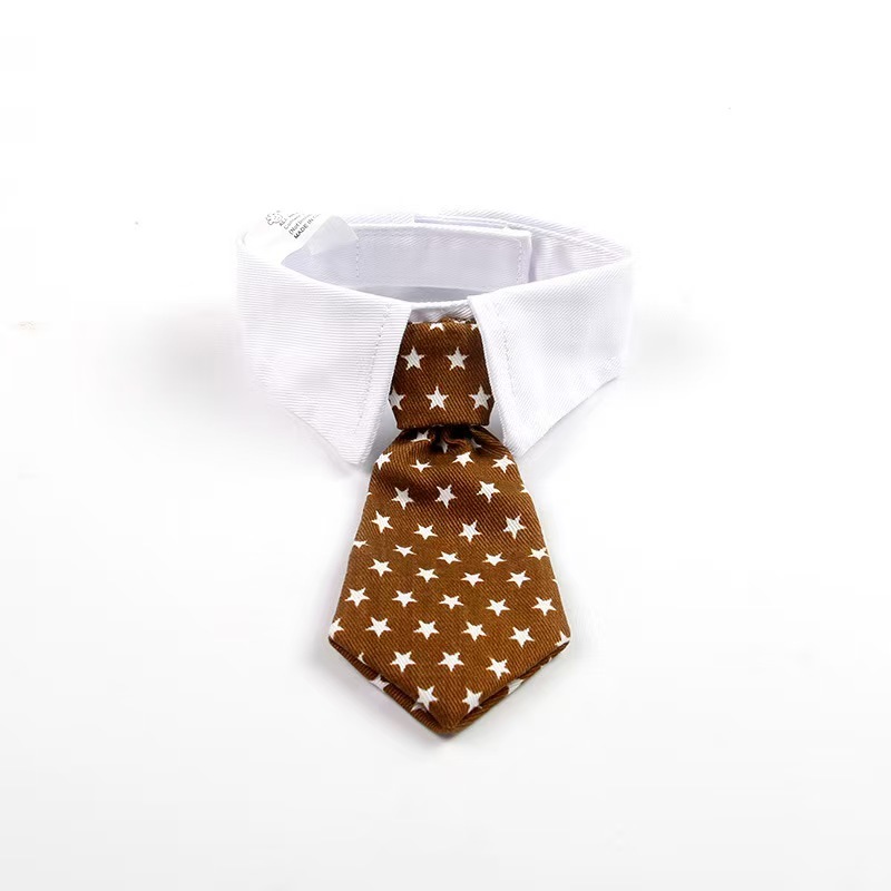Pet Neck Tie Striped Blue White Adjustable Dog Collar Tie