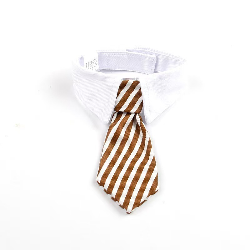 Pet Neck Tie Striped Blue White Adjustable Dog Collar Tie