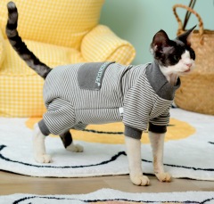 Fashion Striped Cat Clothes Cotton Eco-friendly Anti-Hair  Sweatershirt