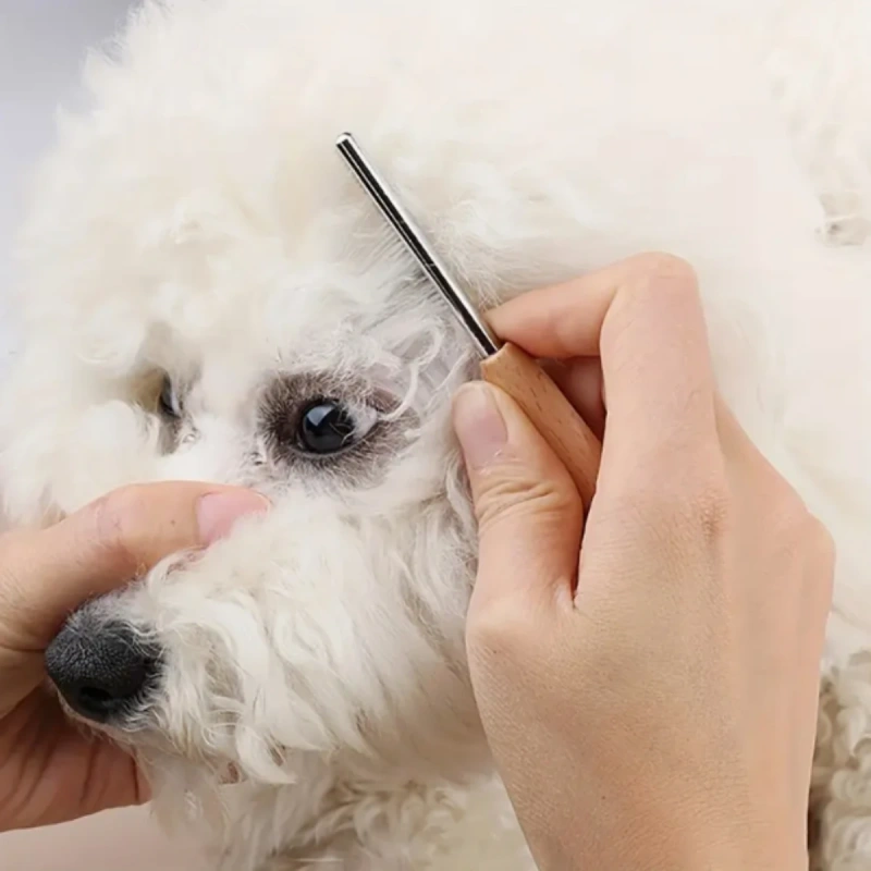Stainless steel pet grooming comb for cats and dogs, metal mini tongue comb with fine teeth, for pet grooming and hair removal