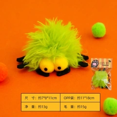 Halloween Catnip Toys That Can't Be Easily Bitten Funny Cat Pet Supplie Plush Long Haired Spiders with Bells Interactive Cat Toy