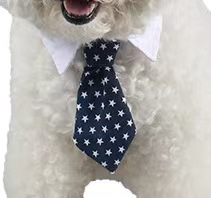 Pet Neck Tie Striped Blue White Adjustable Dog Collar Tie