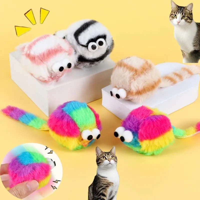 4pcs Cat Chewing Plush Toy Simulated Mouse Squeaky Cute Interactive Kitten Toy Bite Resistant Teeth Cleaning Cat Toy Supplies