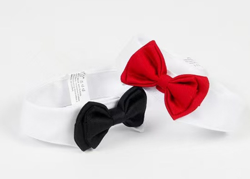 Pet Cat Collar Red Bowknot Adjustable Cotton Tie