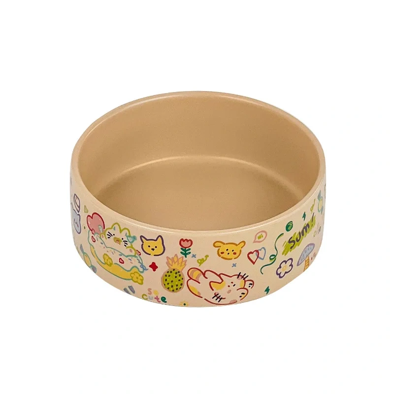 Graffiti Cute Cat Bowl Ceramic Dog Bowl Pet Supplies Anti knock and Black Chin Cat Food Bowl Feeding Dog Food
