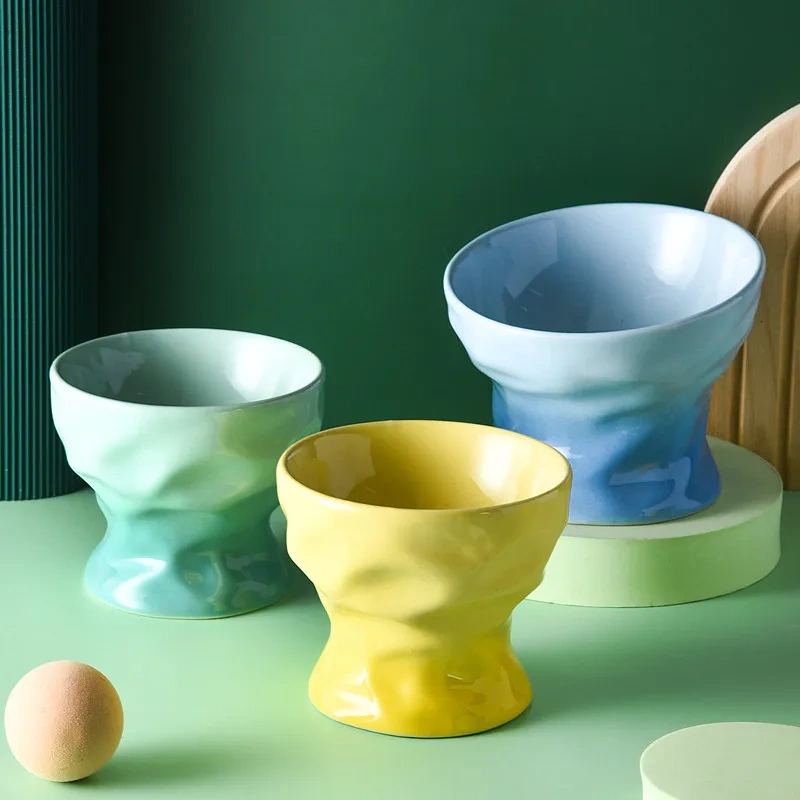 Pet Cat Raised Food Snack Bowl Water Drinking Feeders Ceramic Gradient Food Bowls for Dogs Puppy Pet Products